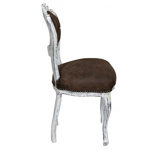 mubor vintage sotet barna szek regies antikolt krem alcantara szegecses rusztikus klasszikus etkezoszek etkezo konyha asztal borszovet karpitos butor nappali provance provanszi.jpg